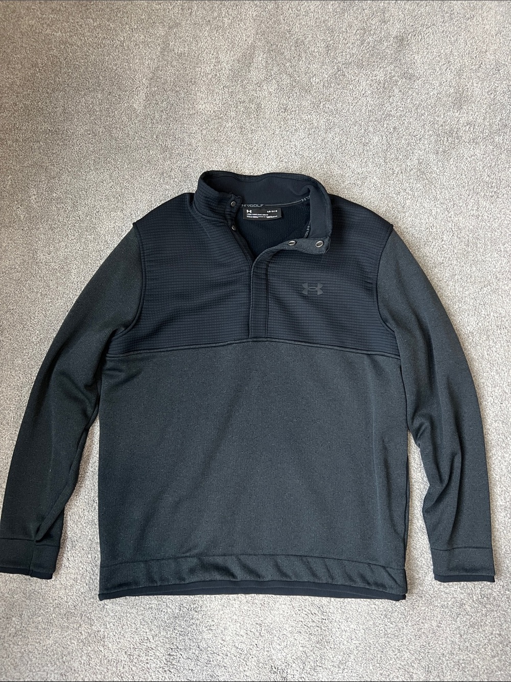 Under Armour ColdGear Reactor Golf Pullover Mens Large Black Snap Mock Neck